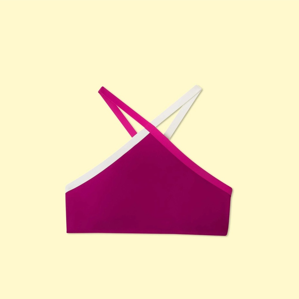 Summersalt Pink and White Halter Bikini Top